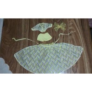 1970s Barbie Doll Yellow and White Clone Lace Outfit